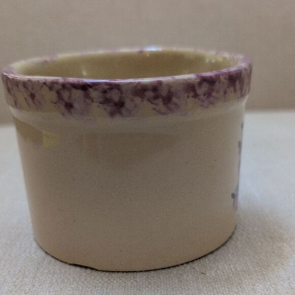 Handcrafted Alpine Pottery Mini Crock Cream and Purple Bowl Planter Vintage - Picture 4 of 8